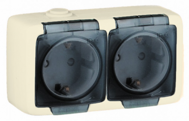 Фотография товара 'Hegel РА16-251-01 Розетка открытой установки, двухместная, с заземляющим контактом'