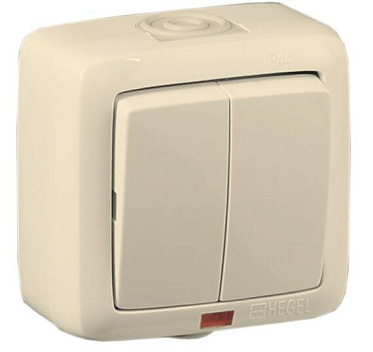 Фотография товара 'Hegel ВА16-252-01 Выключатель открытой установки, двухклавишный'