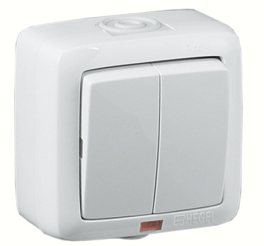 Фотография товара 'Hegel ВА16-252 Выключатель открытой установки, двухклавишный'