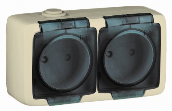 Фотография товара 'Hegel РА16-242-01 Розетка открытой установки, двухместная, со шторками'