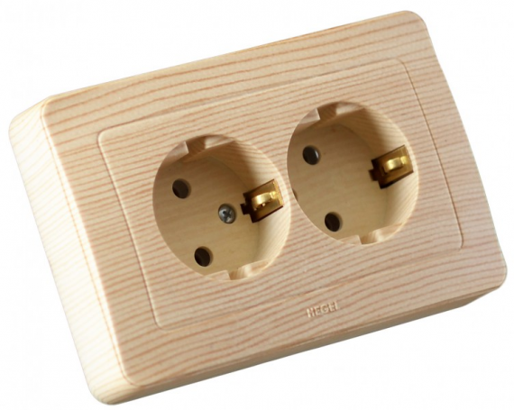 Фотография товара 'Hegel РС16-351-02 Розетка скрытой установки, двухместная, с заземляющим контактом'