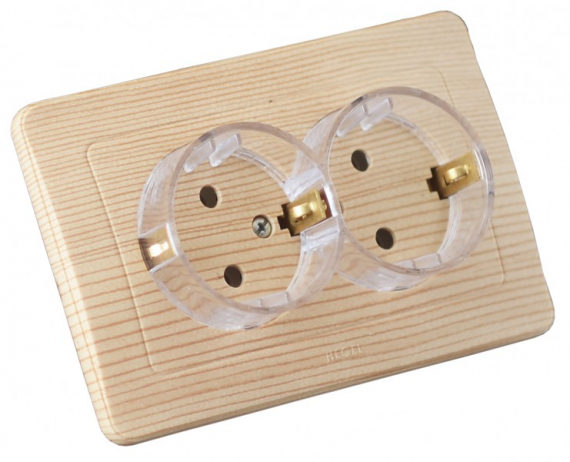 Фотография товара 'Hegel РС16-382-02 Розетка скрытой установки, двухместная, с заземляющим контактом'