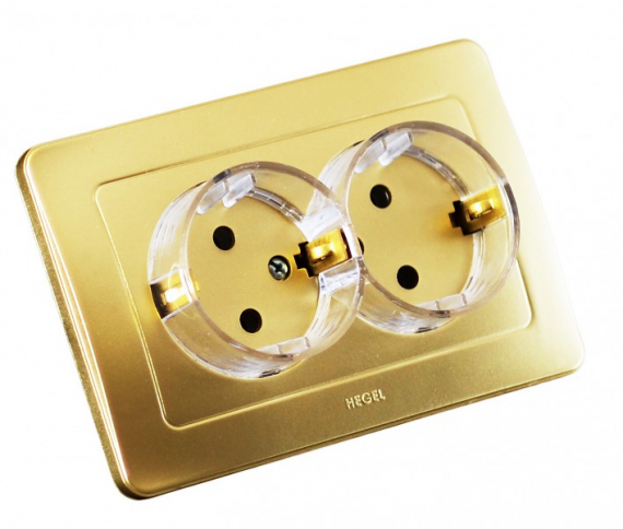 Фотография товара 'Hegel РС16-382-07 Розетка скрытой установки, двухместная, с заземляющим контактом'